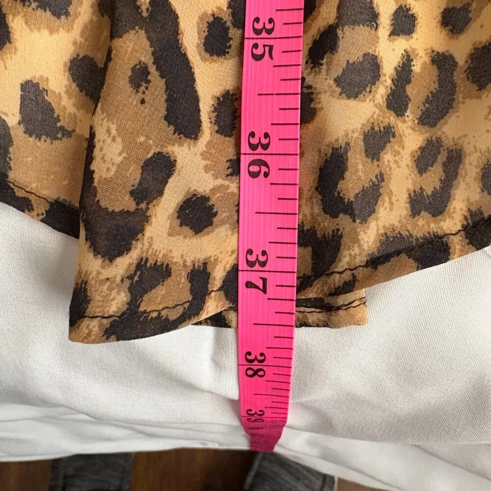 Divided by H&M High Low Leopard Print Flowy Elastic Band Boho Rocker Edgy Chic 6